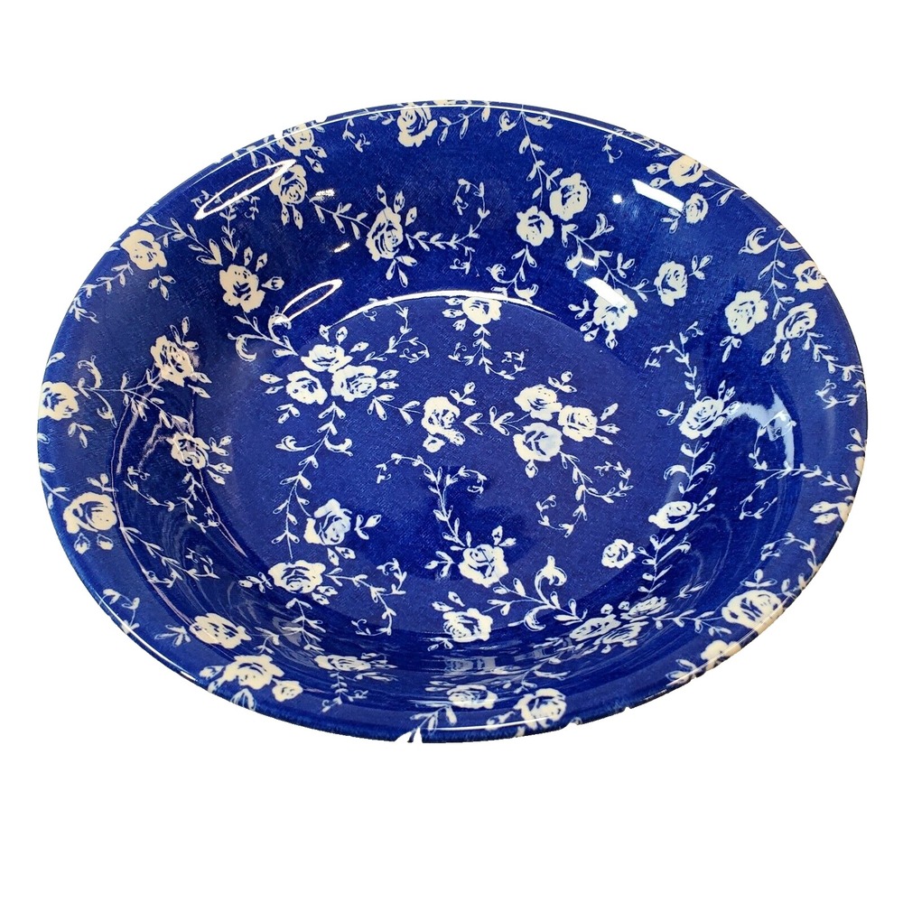 Vintage Royal Stafford Burleigh Blue Calico 9 inch Round Serving Bowl England